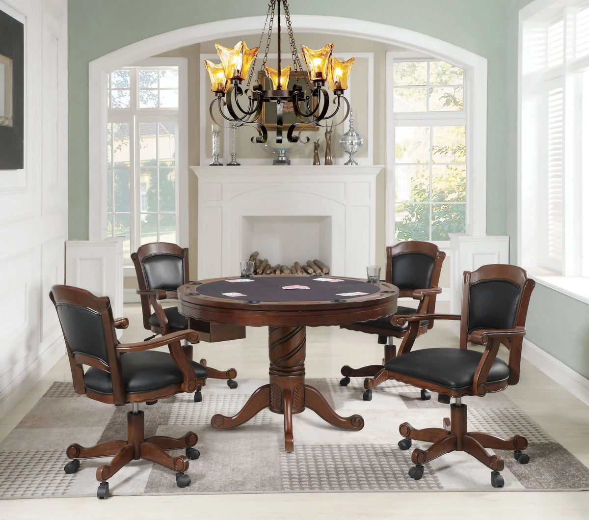 Turk Game Chair With Casters Black And Tobacco - 100872 Pie's Variety Store