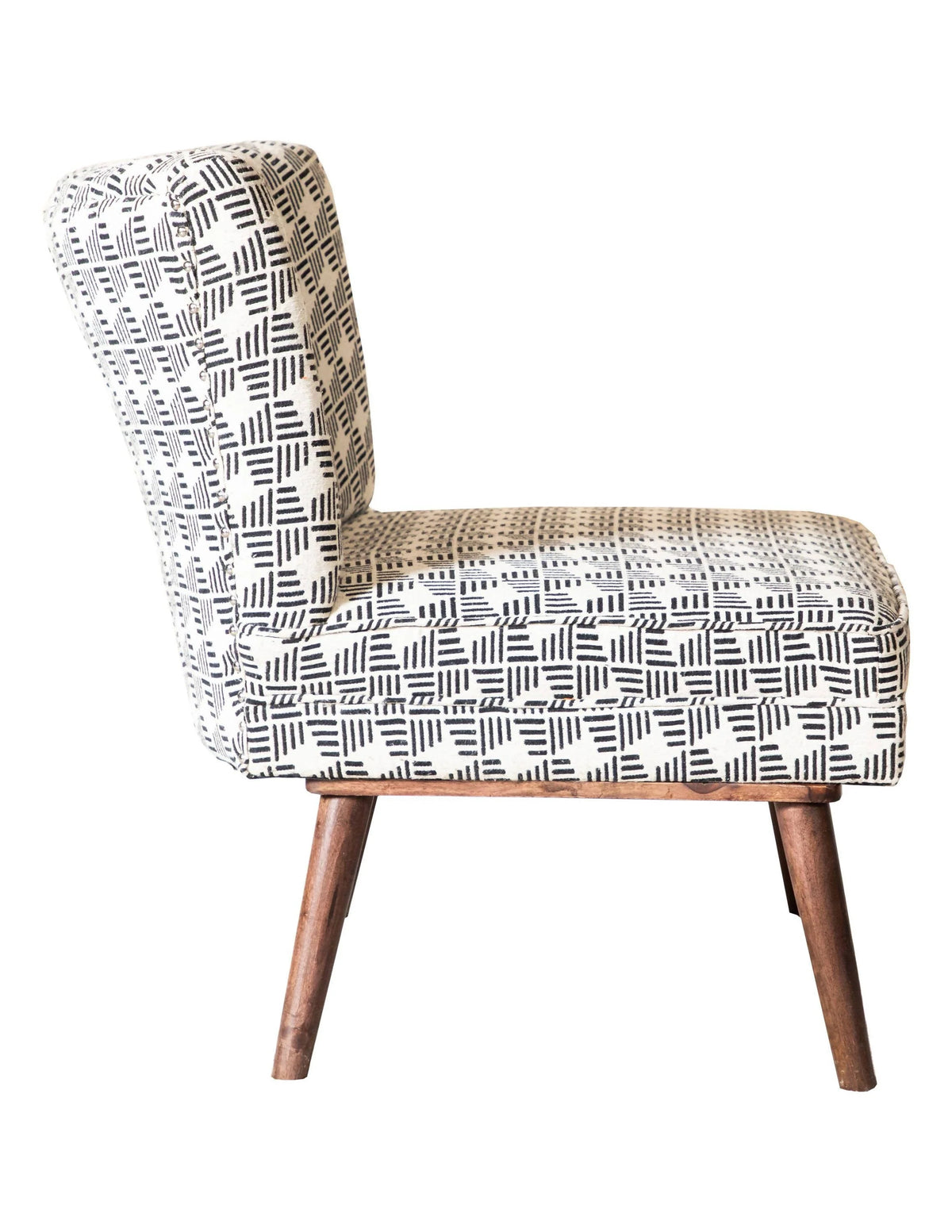 Upholstered Accent Chair With Wooden Leg Black And White - 905502 Pie's Variety Store