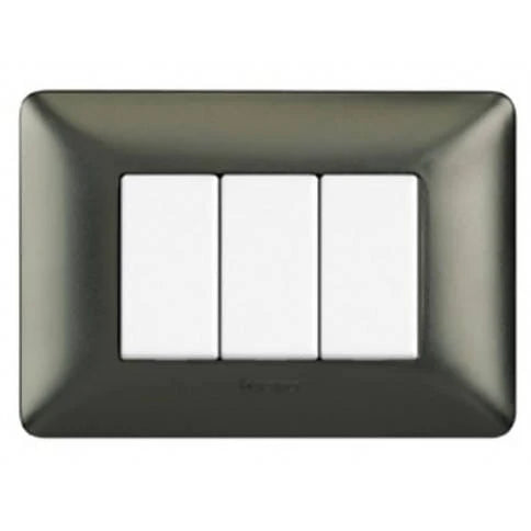 Bticino Three Modules Wallplate (Chrome) adds a high-end feel to your walls by hiding the normally visible mounting screws - AM4803GRC Elegant AccScents