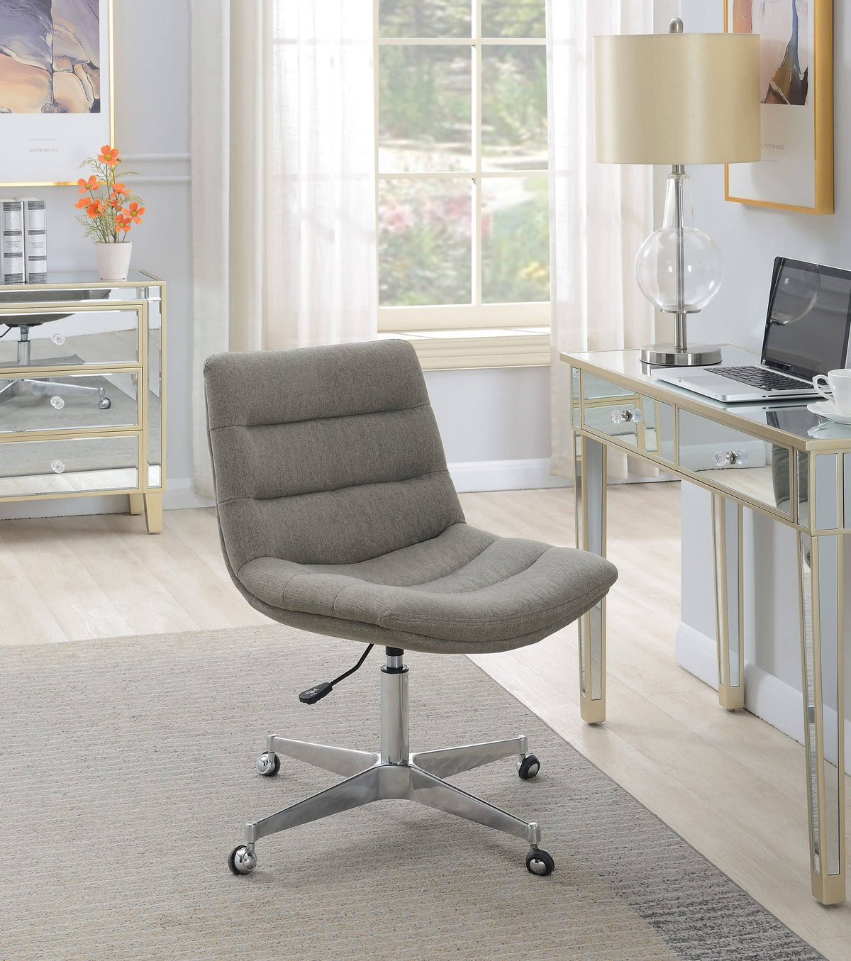 Tufted Cushion Office Chair Grey The adjustable base allows you to easily place it into the perfect position for productivity.- 880073 Pie's Variety Store