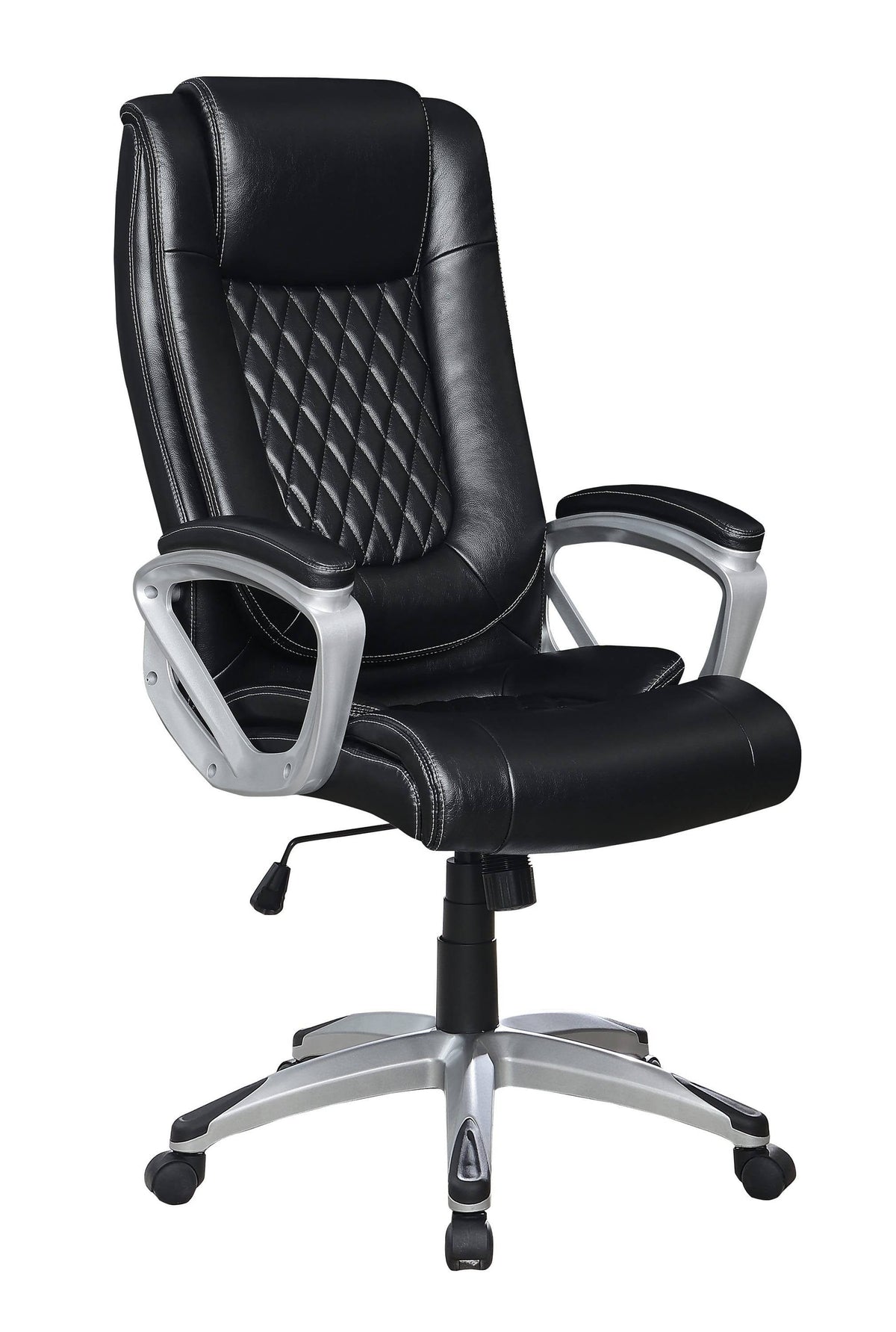 Curved Arm Office Chair With Casters Black And Silver - 802757 Pie's Variety Store