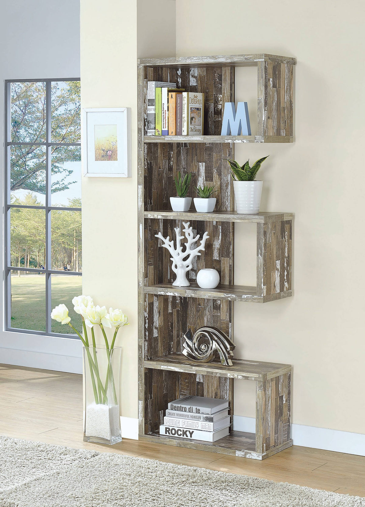 this bookcase brightens up a contemporary space - Weathered Grey - 800552 Pie's Variety Store
