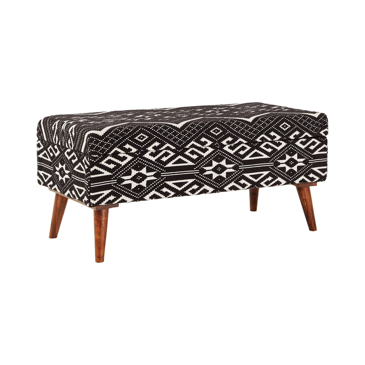 Upholstered Storage Bench Black And White - 918490 Pie's Variety Store