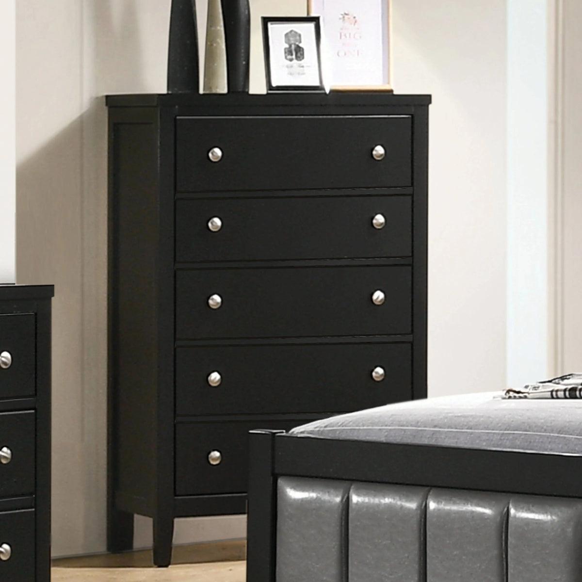Carlton 5-Drawer Rectangular Chest Black - 215865 Pie's Variety Store