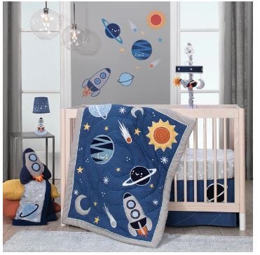 LAMBS & IVY Milky Way 4pc Crib Bedding Set This nursery baby crib bedding collection is perfect for any little astronaut baby boy or girl. LAMBS&IVY-3004 | Model# 730004V ebuystt