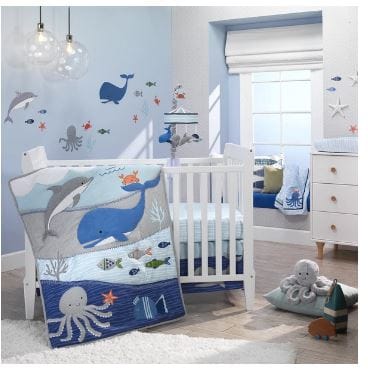 Lambs & Ivy Ocean Blue 4pc Crib Bedding Set Approved by kids. As mothers