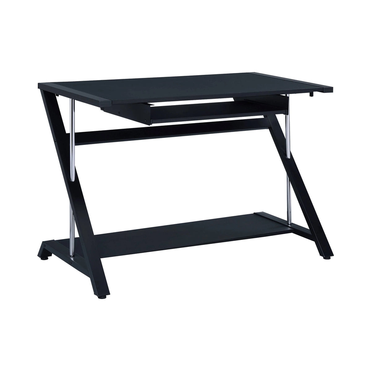 Mallet Computer Desk With Bottom Shelf Black this compact desk up in a TV room