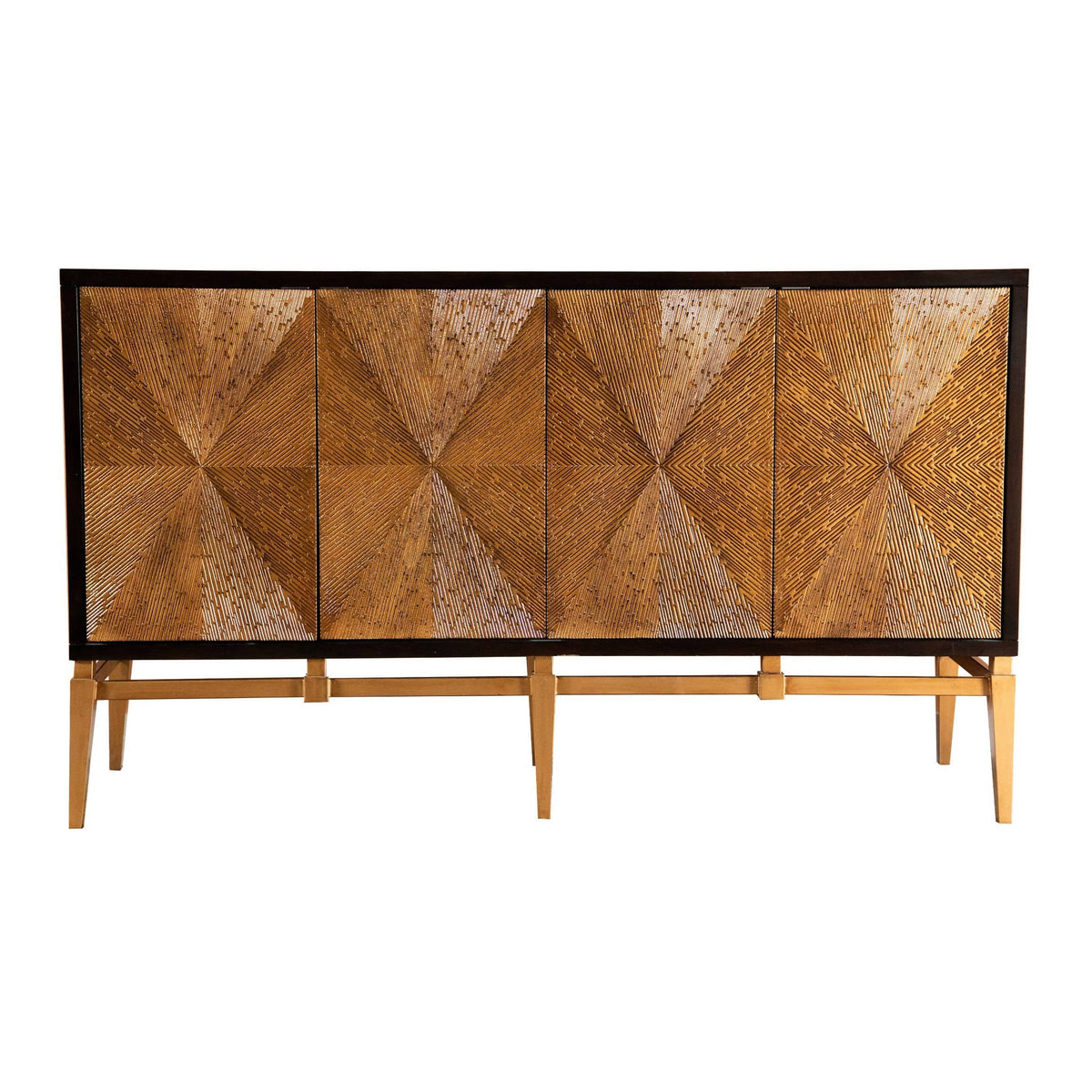 Sunburst 4-Door Accent Cabinet Brown And Antique Gold - 953497 Pie's Variety Store