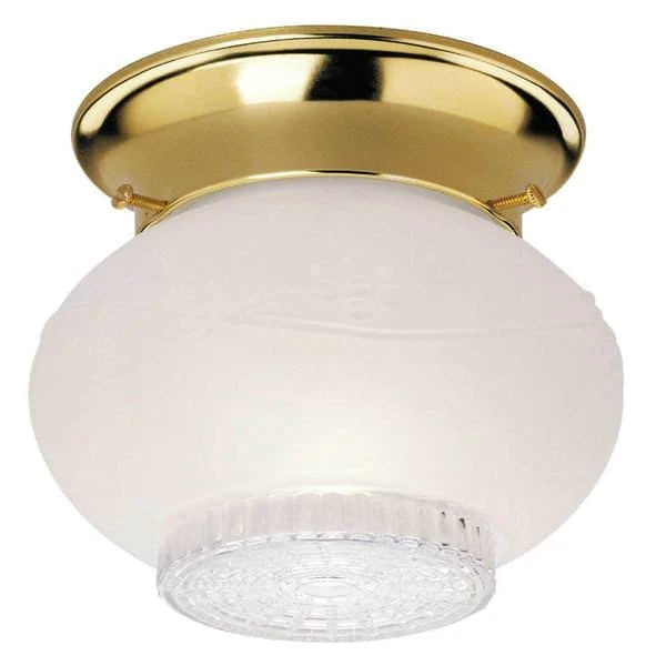 Westinghouse Flush Mount Ceiling Light Fixture 1 Light Polished Brass Finish with Frosted Glass