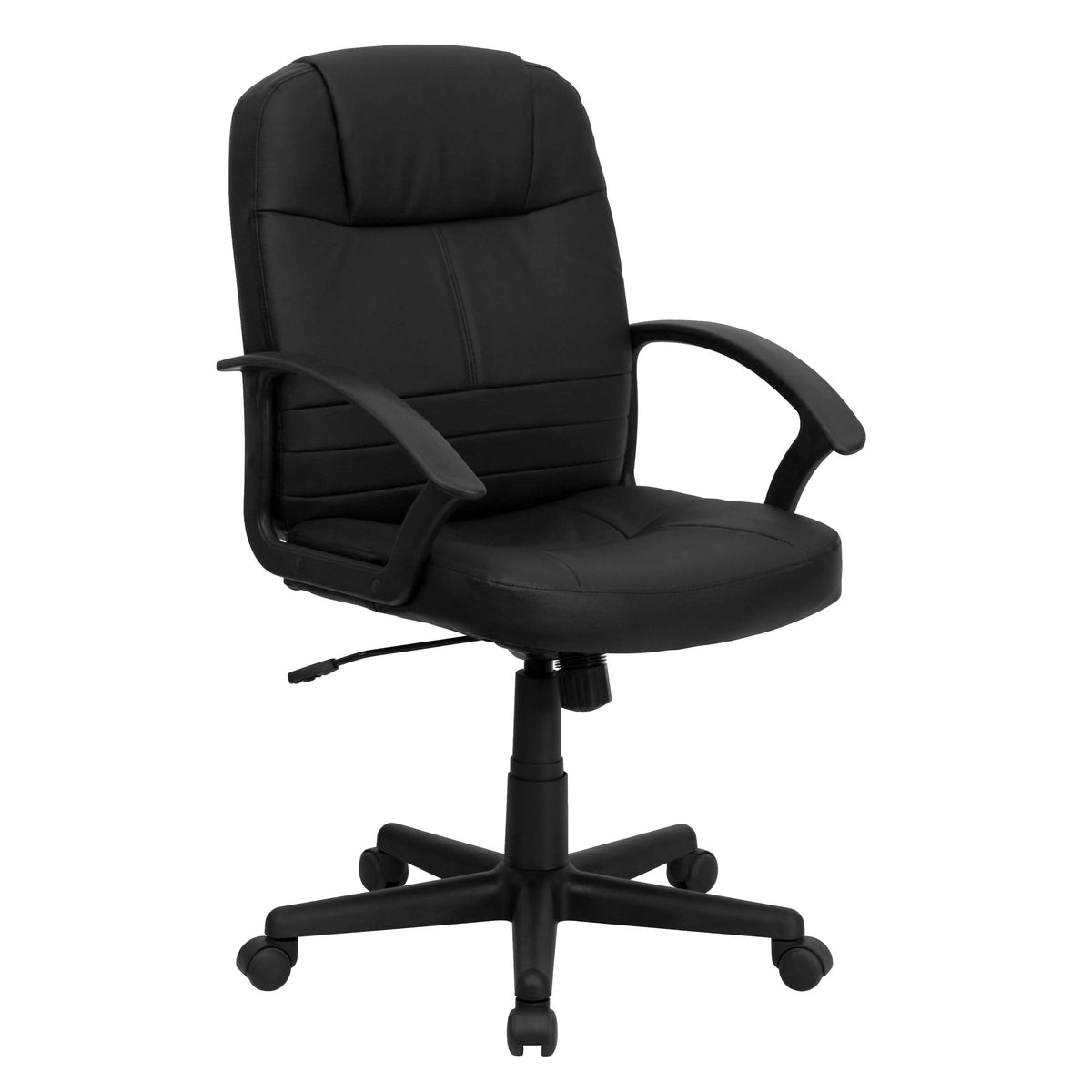 Mid-Back Black Leather Executive Swivel Office Chair with Rounded Back and Arms - BT-8075-BK-GG A-Z Store Nadia