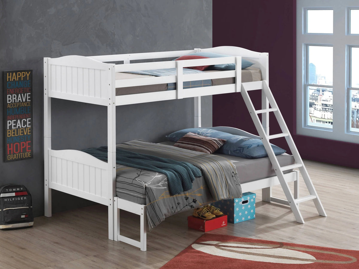 Littleton Twin/Full Bunk Bed With Ladder White - 405054WHT A-Z Store Nadia