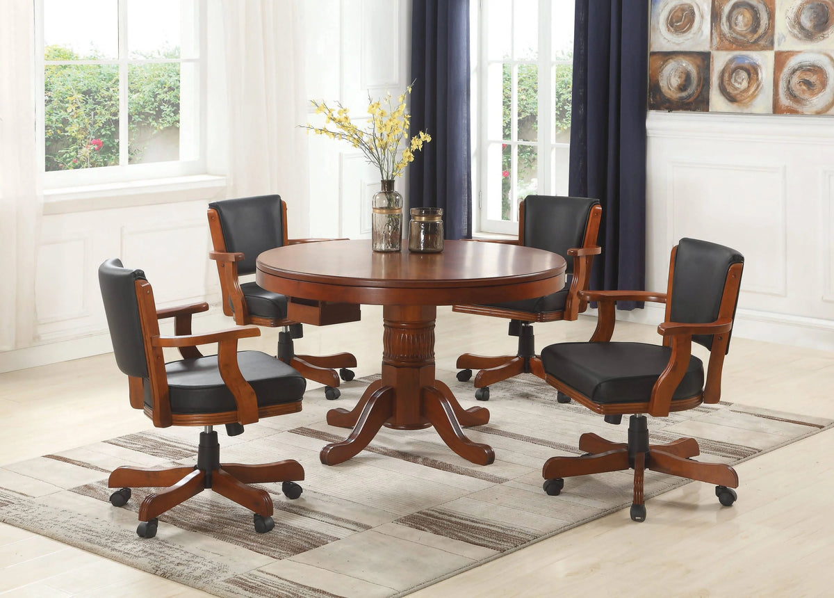 Mitchell Upholstered Game Chair Chestnut And Black - 100202 Pie's Variety Store