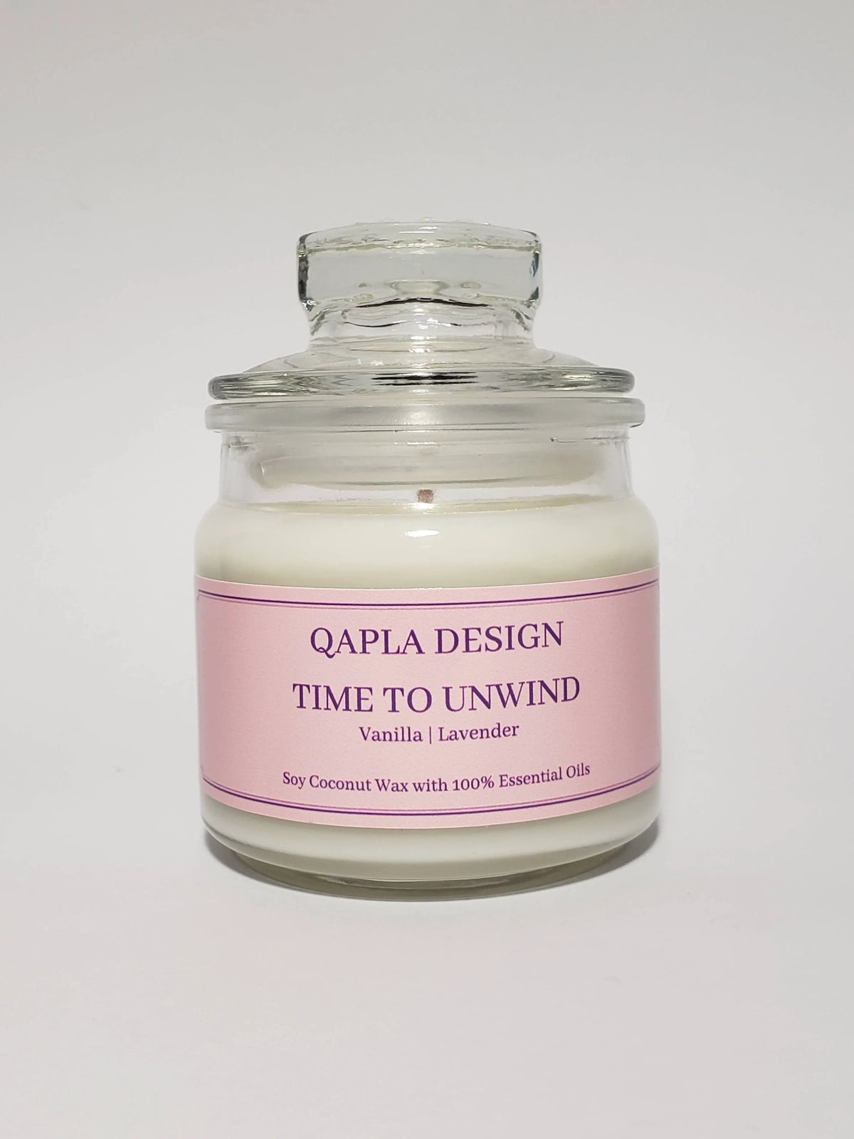 QAPLA DESIGN - Time To Unwind - Vanilla & Lavender - Unwind with the aromatic blend of sweet creamy Vanilla and light floral Lavender