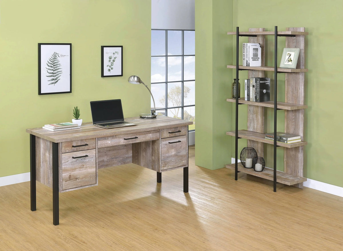 Samson 4-Drawer Office Desk Weathered Oak - 801950 Pie's Variety Store