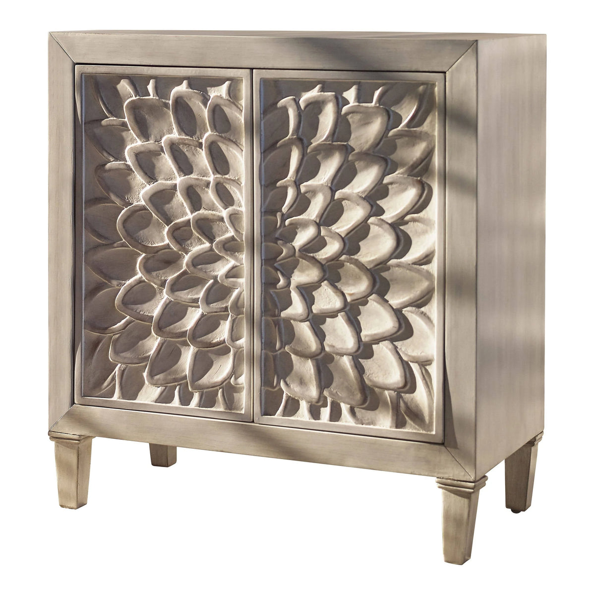 Accent Cabinet With Floral Carved Door White - 953347 Pie's Variety Store