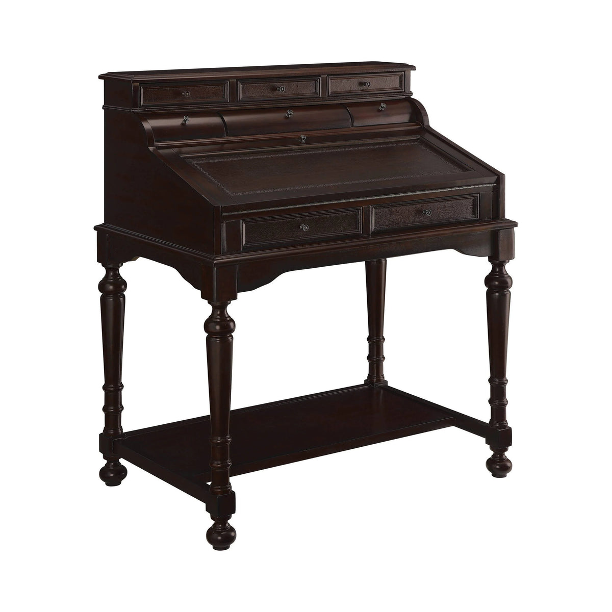 Milo 10-Drawer Secretary Desk Warm Brown - 800772 Pie's Variety Store