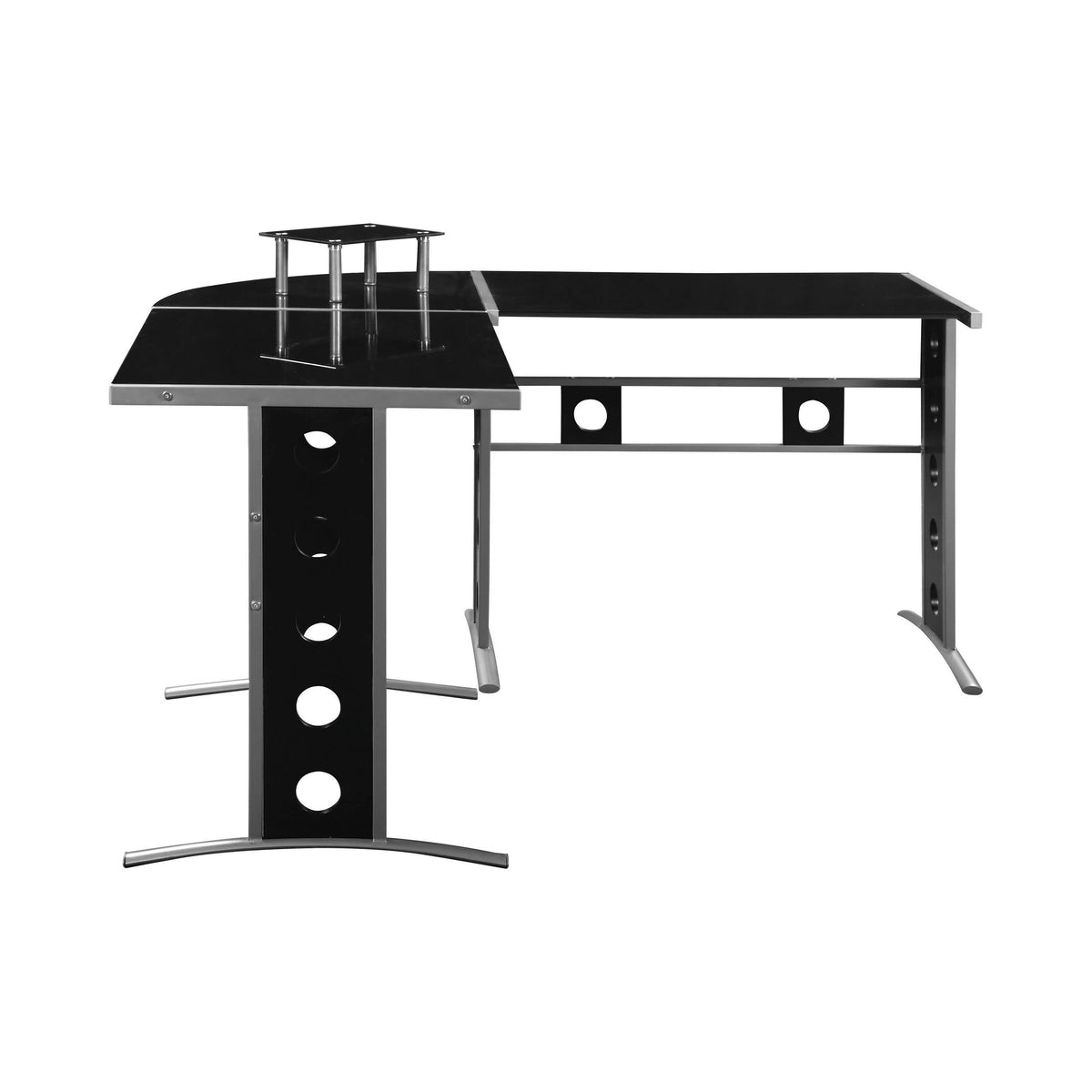 Keizer 3-Piece L-Shape Office Desk Set Black And Silver Constructed from steel