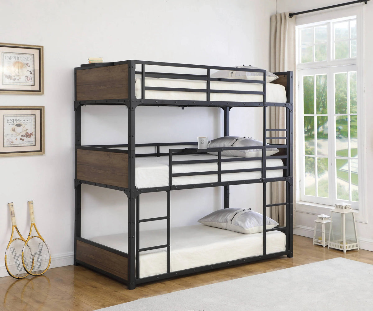 Nickerson Twin Triple Bunk Bed Matte Black - 401080T A-Z Store Nadia
