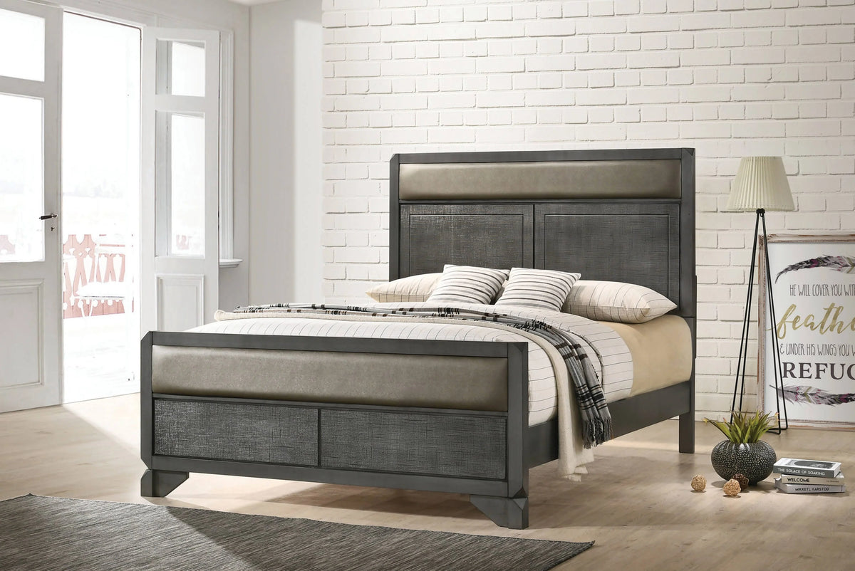 Noma Eastern King Panel Bed Caviar And Grey - 215901KE Pie's Variety Store