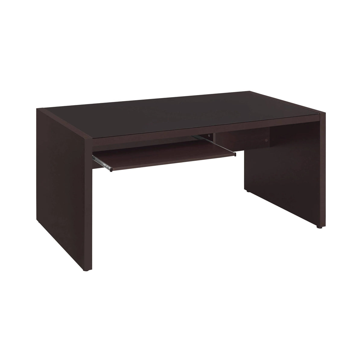 Skylar Computer Desk With Keyboard Drawer Cappuccino a stylish and comfortable workspace in a home or business office.- 800901 Pie's Variety Store