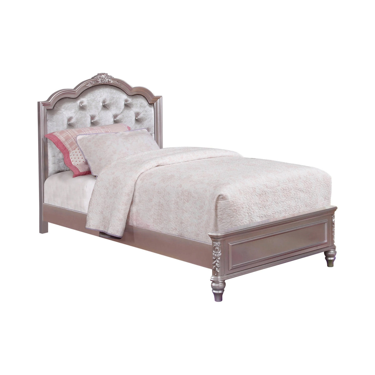 Caroline Twin Upholstered Bed Metallic Lilac And Grey - 400890T Pie's Variety Store