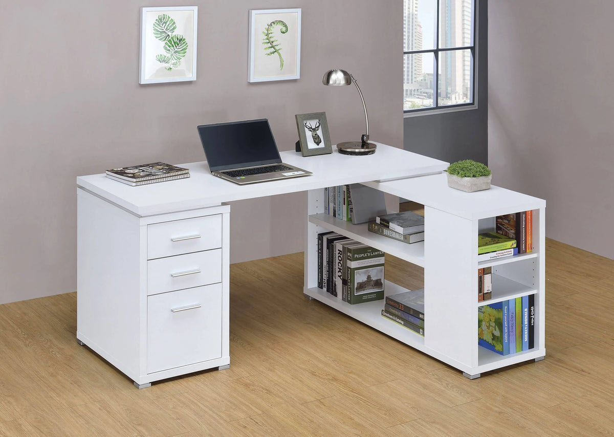 Yvette L-Shape Office Desk White - 800516 Pie's Variety Store