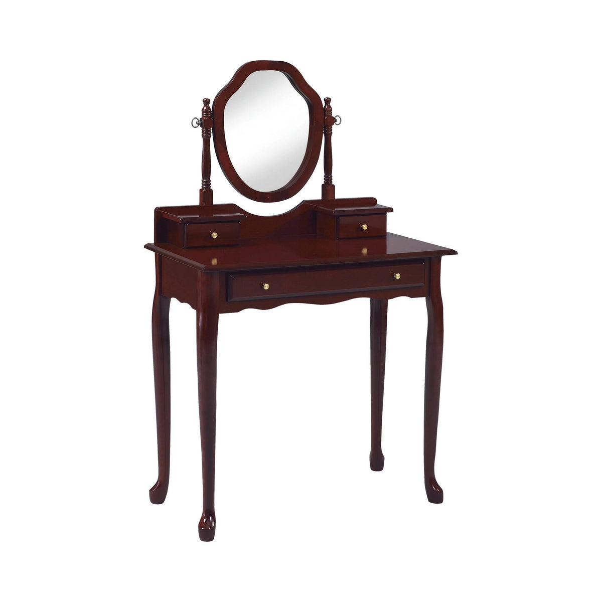 2-Piece Vanity Set With Upholstered Stool Brown Red - 3441 coastmega