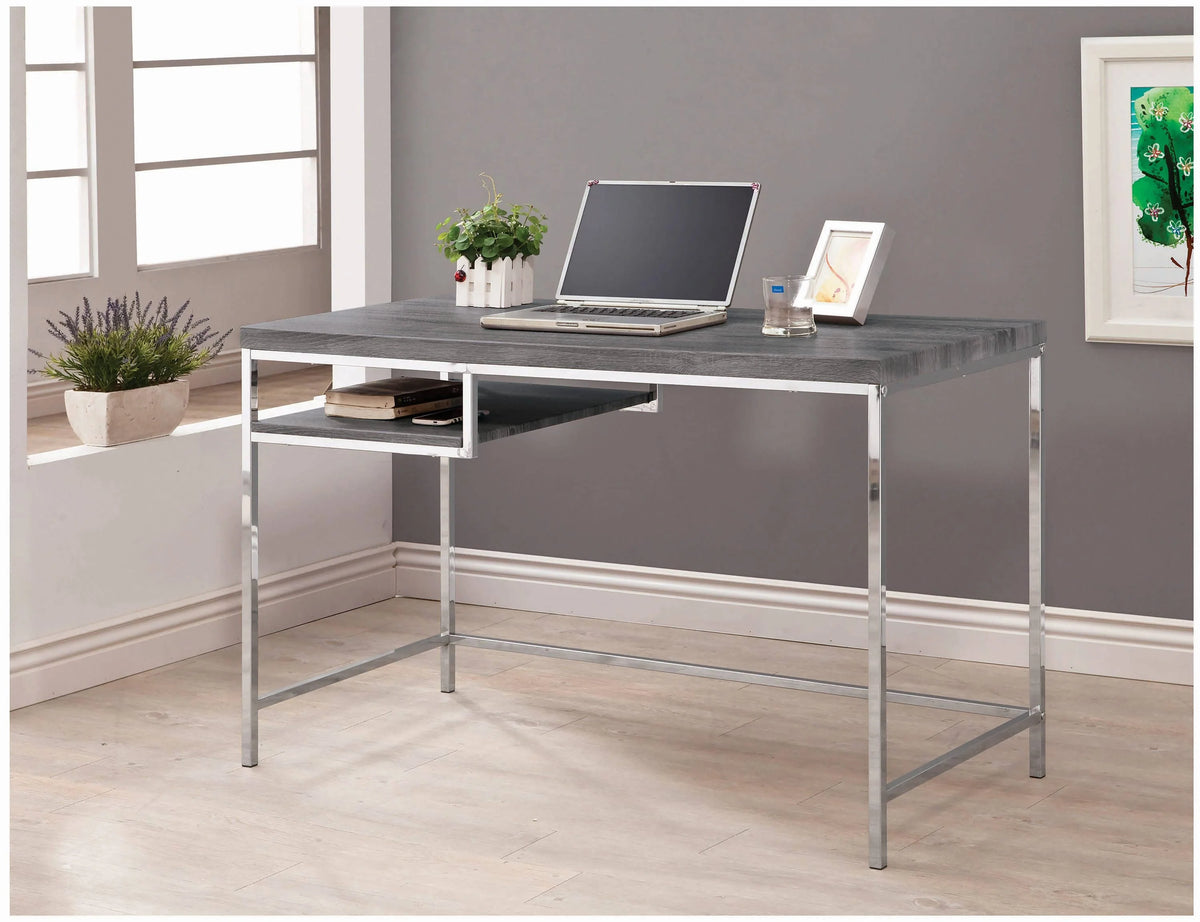 Kravitz Rectangular Writing Desk Weathered Grey And Chrome - 801271 Pie's Variety Store