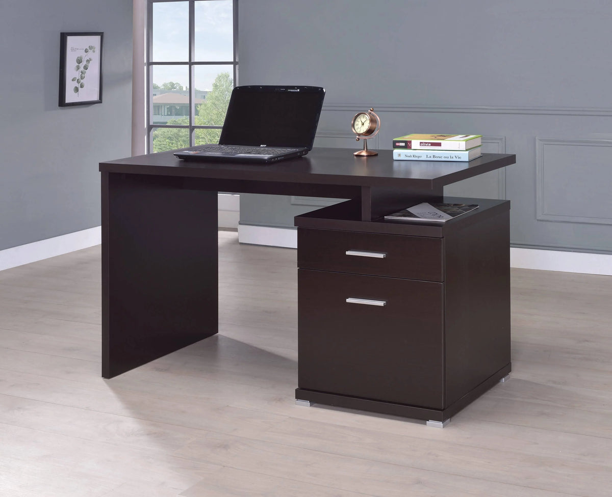 Irving 2-Drawer Office Desk With Cabinet Cappuccino - 800109 Pie's Variety Store