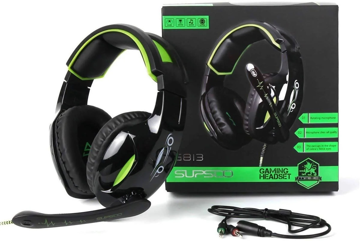 Supsoo Xbox one PS4 Gaming Headset with 3.5mm Wired Over-Ear for PC/PS4/New Xbox one/Mac/Nintendo/Phone - G813 Pie's Variety Store
