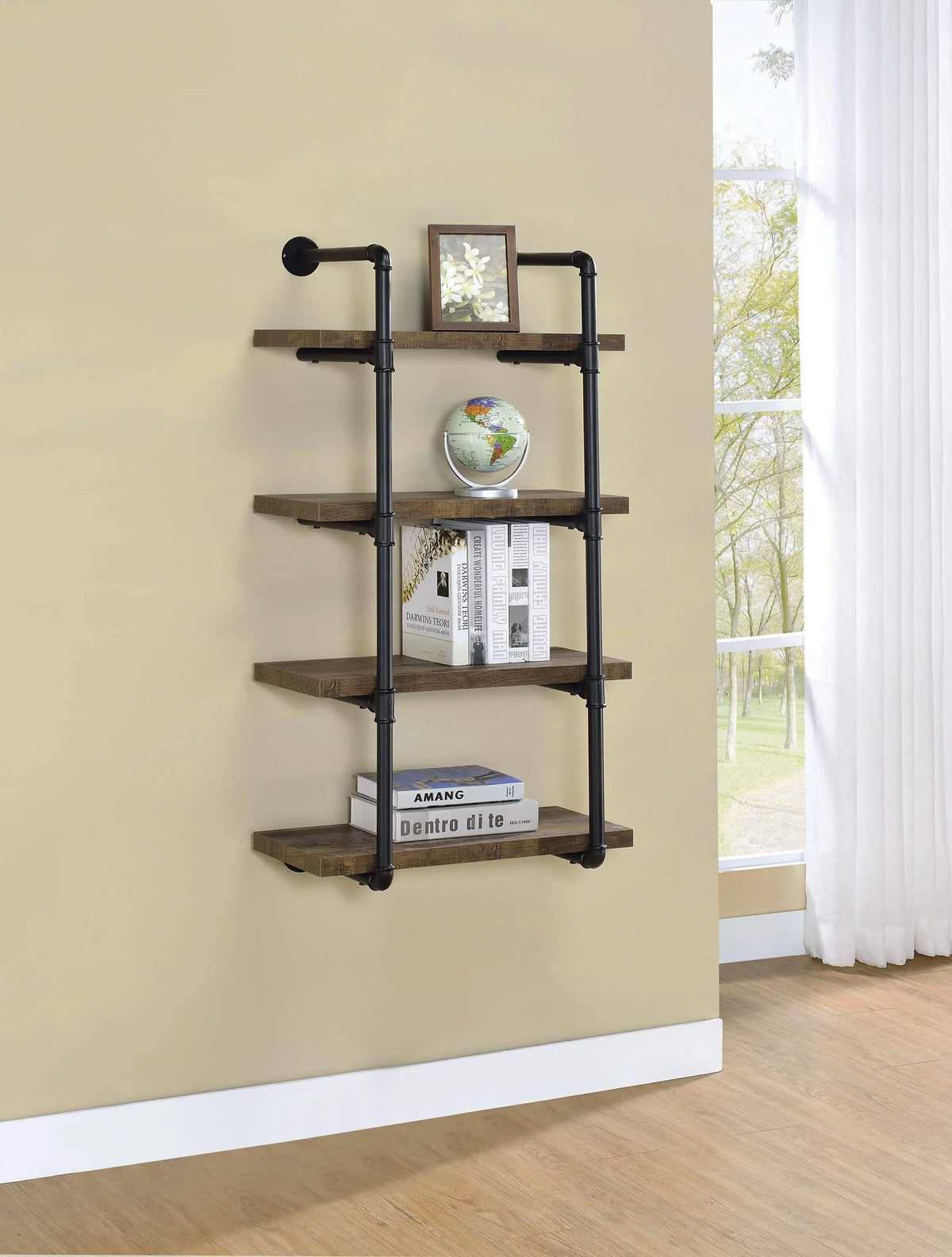 24-Inch Wall Shelf Black And Rustic Oak - 804426 Pie's Variety Store