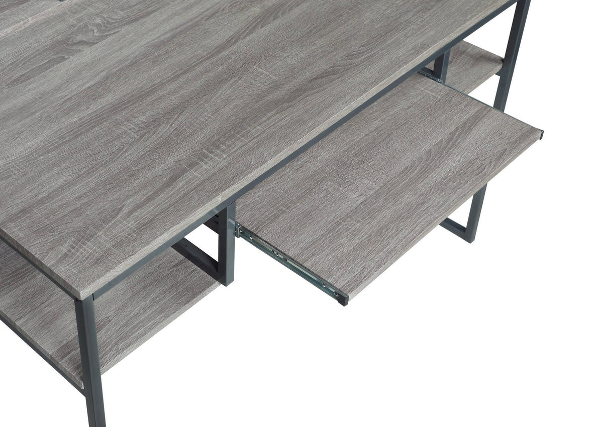 Mandy Computer Desk With Keyboard Tray Weathered Taupe And Gunmetal - 802488 coastmega