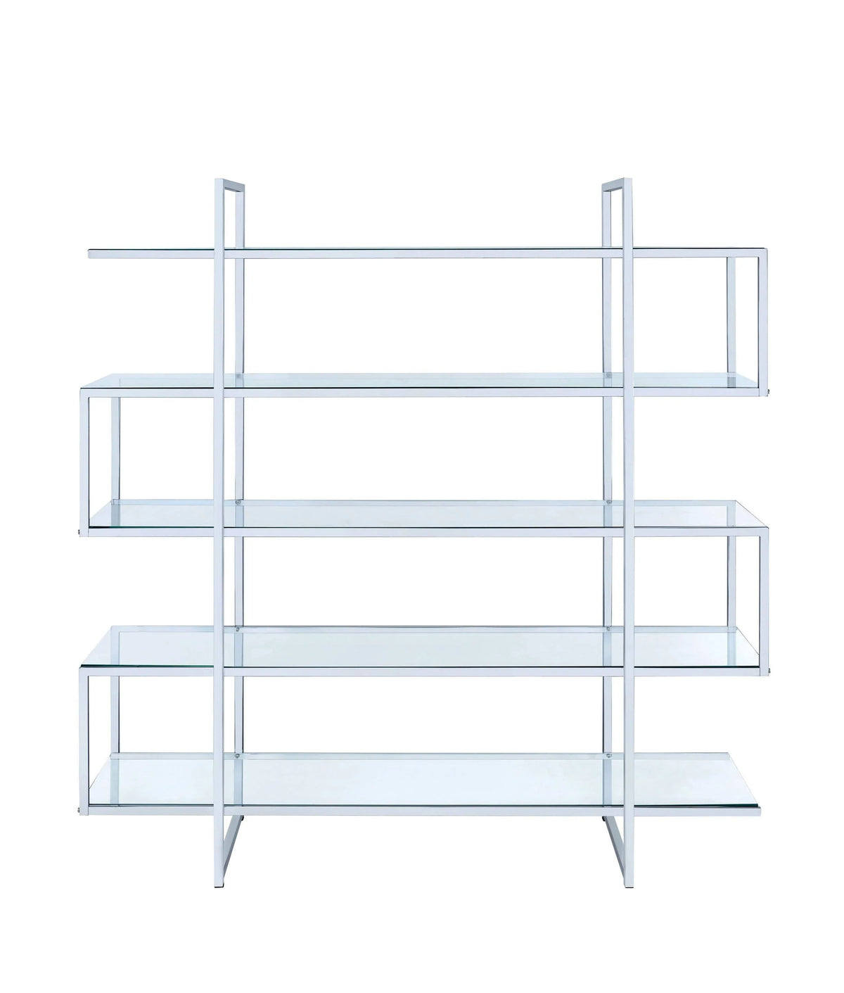 5-Shelf Bookcase - Constructed with metal and glass