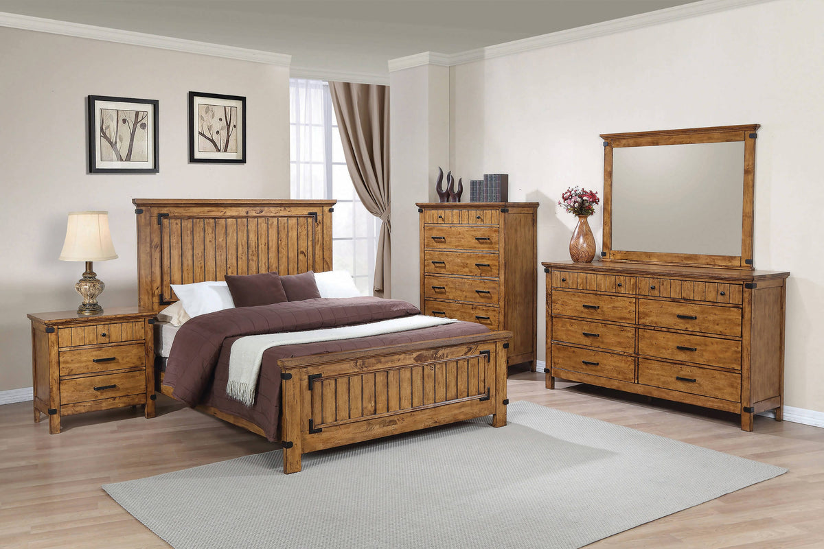 Brenner Eastern King Panel Bed Rustic Honey - 205261KE Pie's Variety Store