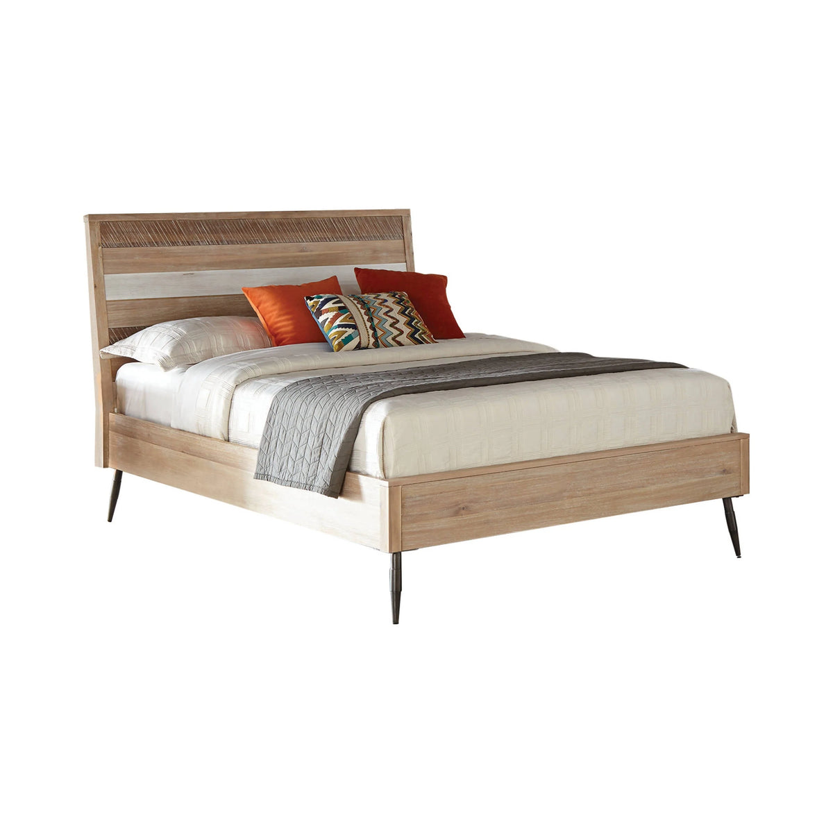 Marlow Queen Platform Bed Rough Sawn Multi Collection: This Wooden Platform Bed Exudes Classic Appeal