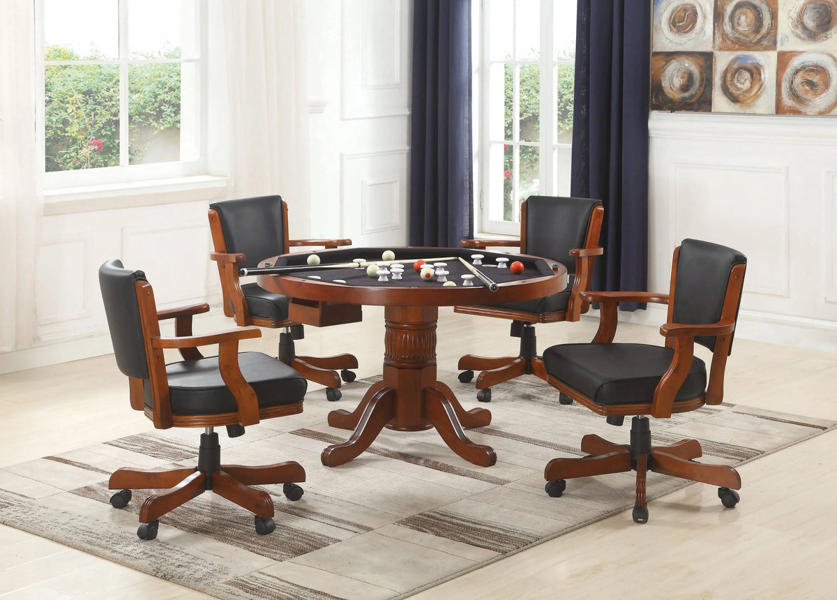Mitchell Upholstered Game Chair Chestnut And Black - 100202 Pie's Variety Store