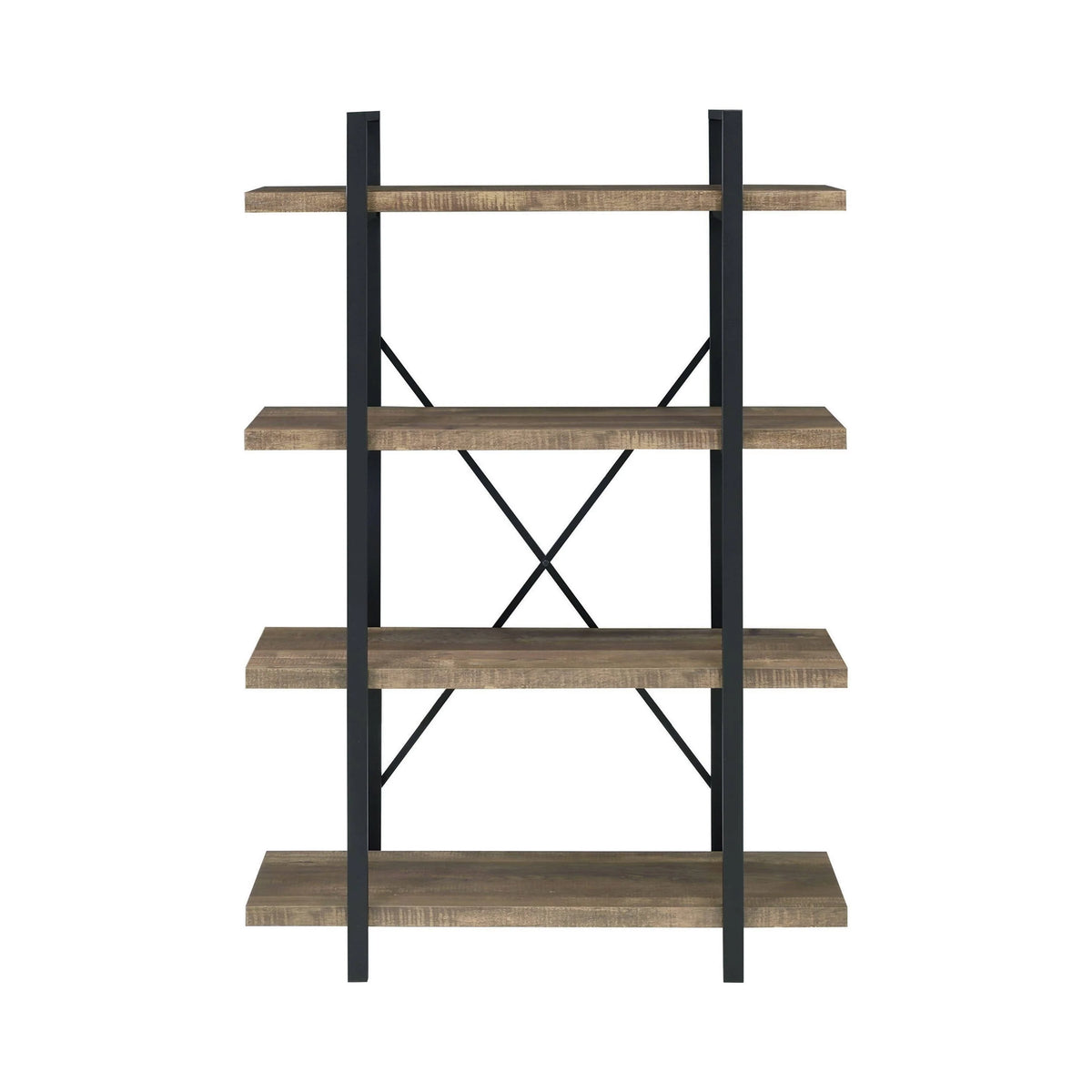 Tolar 4-Tier Open Shelving Bookcase Rustic Oak And Black Celebrate this updated take on rustic industrial style. - 804405 coastmega