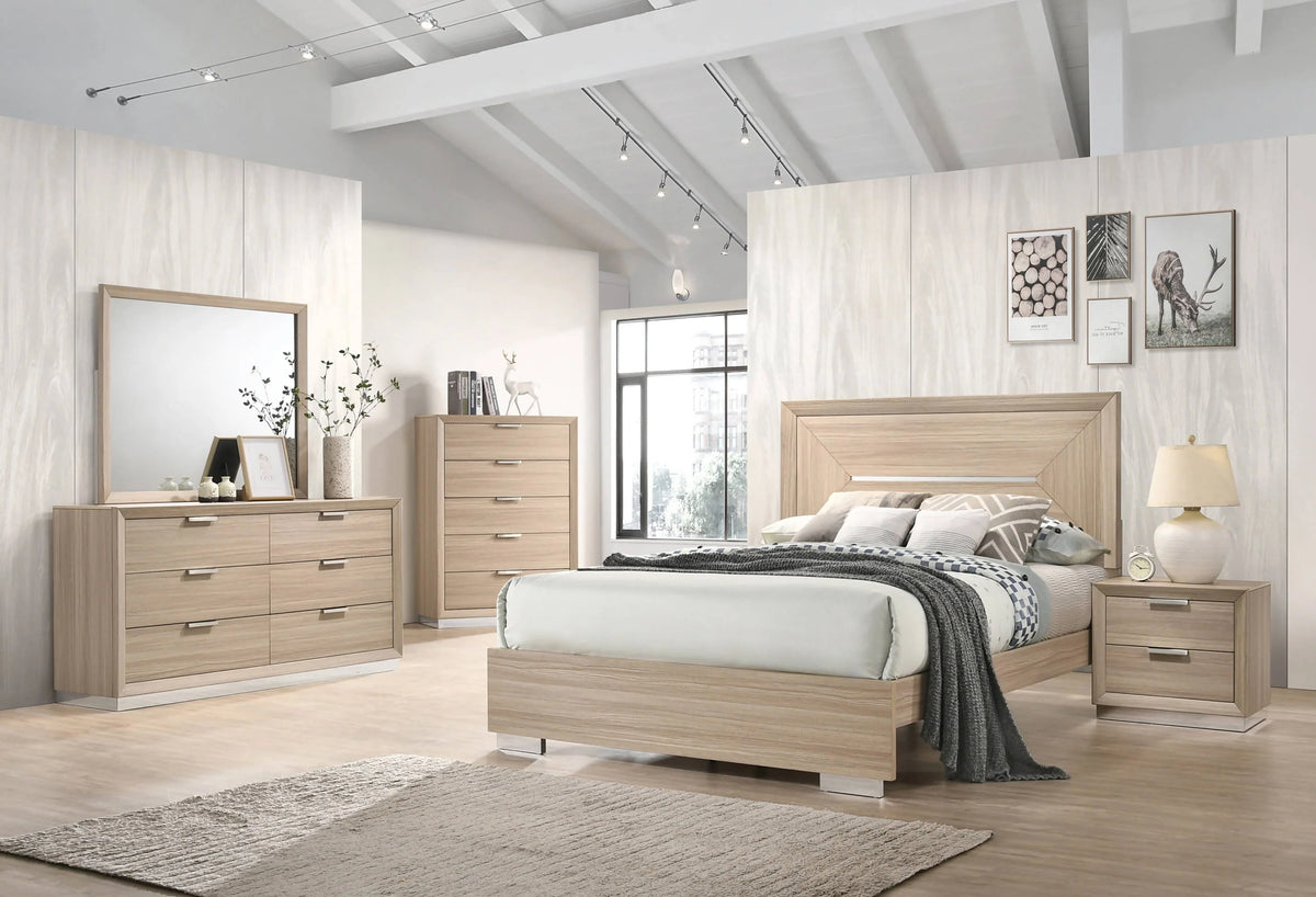 Lynncrest Queen Panel Bed Rustic Beige 4PC Set - SET4PC222591Q Pie's Variety Store