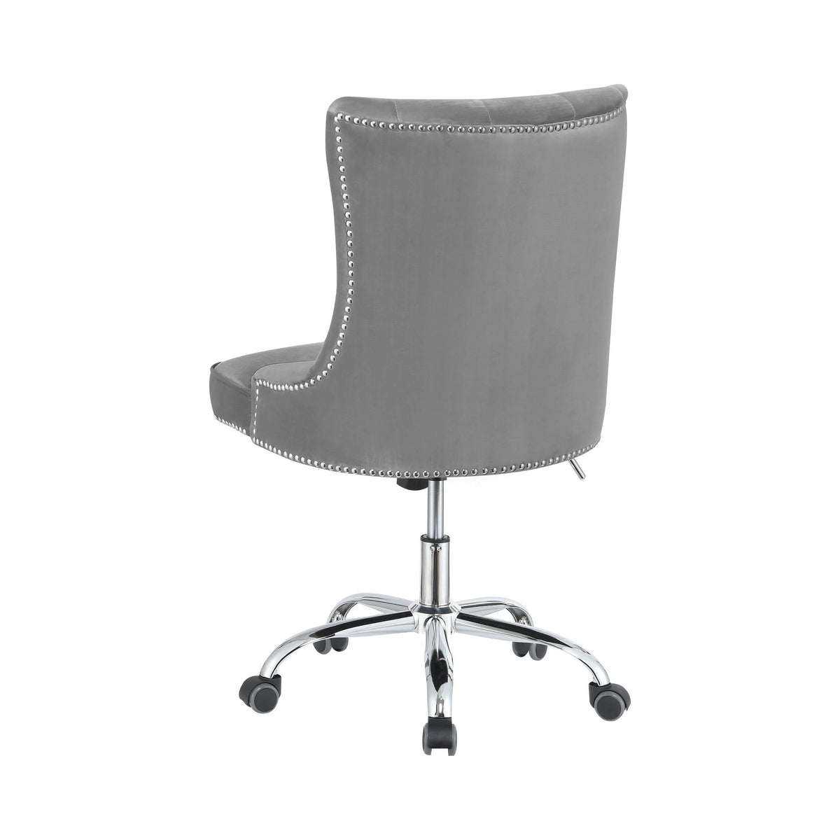 Upholstered Office Chair With Nailhead Blue And Brass this chair is complete with built-in casters and swivel functionality for versatile ease of movement 801984 Pie's Variety Store