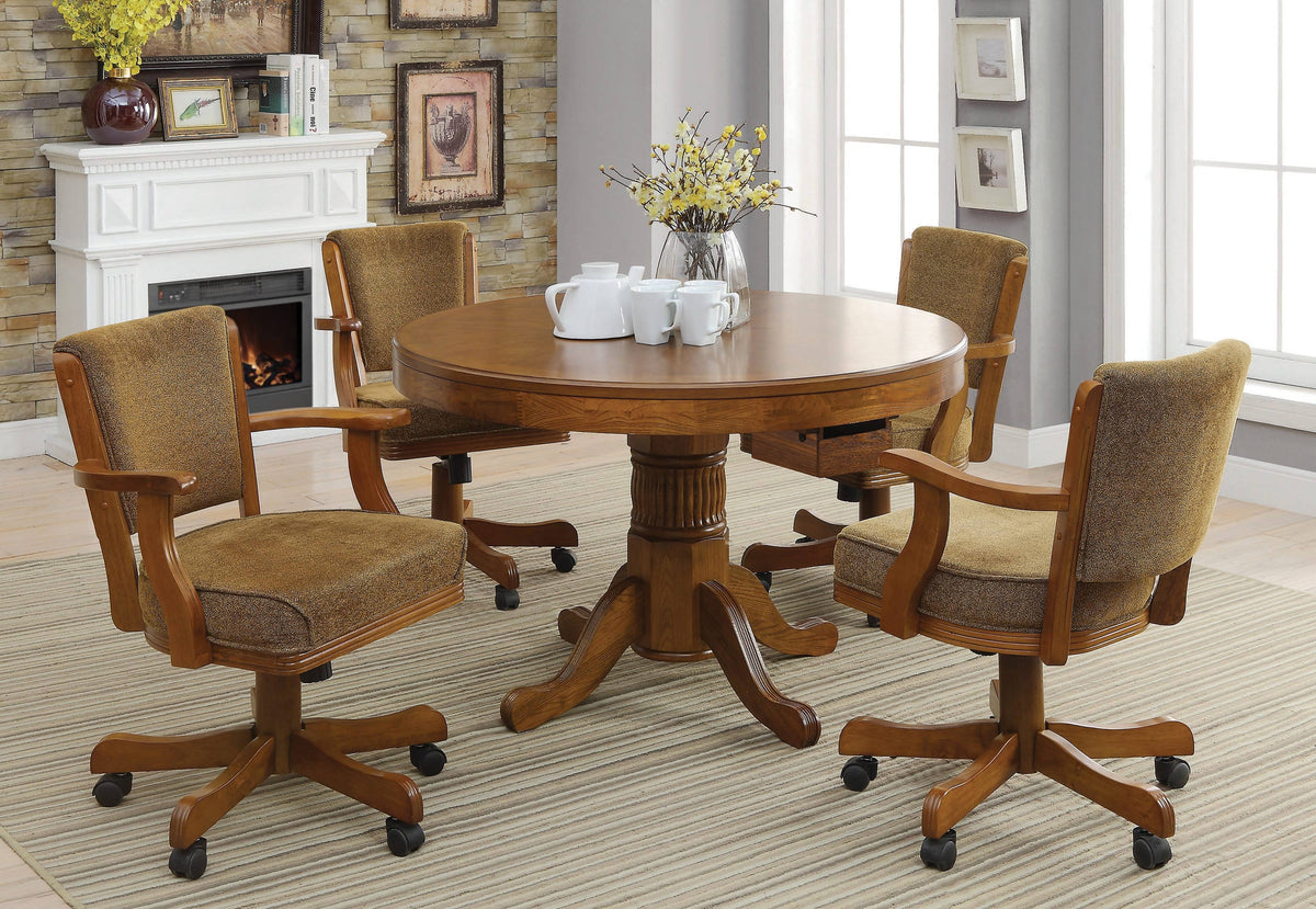 Mitchell Upholstered Game Chair Chestnut And Black - 100202 Pie's Variety Store