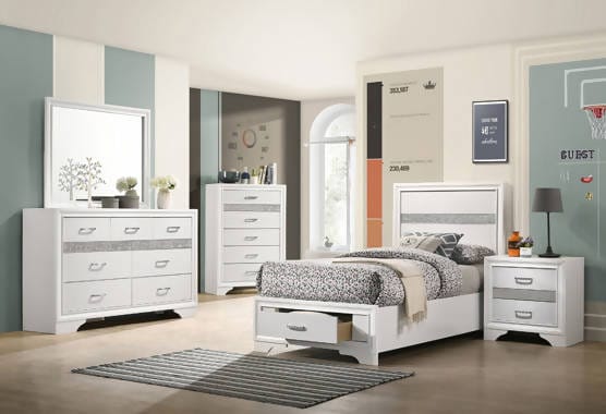 Miranda 4-Piece Twin Storage Bedroom Set White - SET4PC205111T Pie's Variety Store