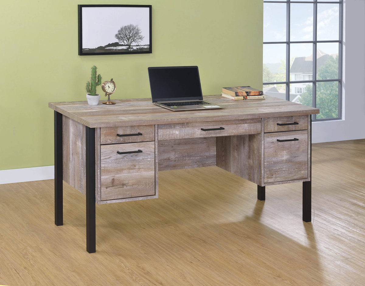 Samson 4-Drawer Office Desk Weathered Oak - 801950 Pie's Variety Store
