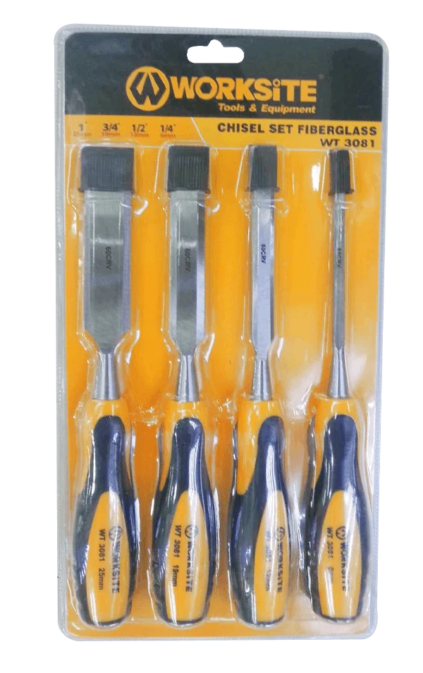 Worksite 4PCS Wood Chisel Set Fiberglass Handle Sizes 6