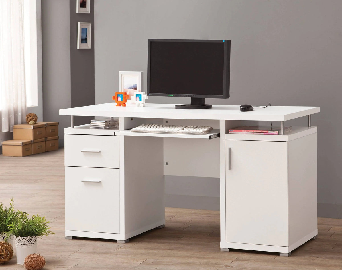 Tracy 2-Drawer Computer Desk Cappuccino - 800107 Pie's Variety Store