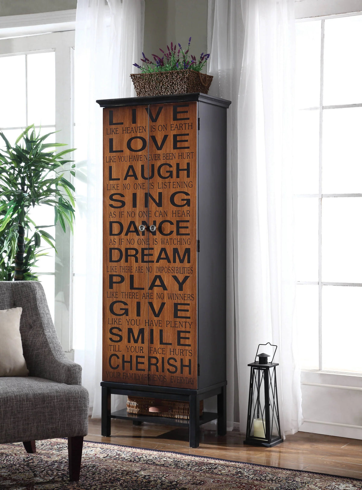 2-Door Accent Cabinet Rich Brown And Black - 950731 Pie's Variety Store