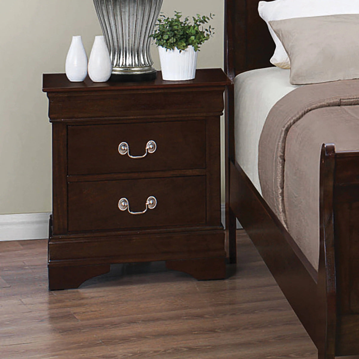 Louis Philippe 2-Drawer Nightstand Cappuccino - 202412 Pie's Variety Store