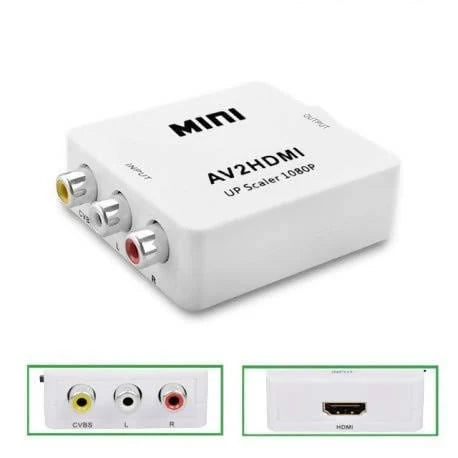 Mini AV to HDMI Video Converter Box AV2HDMI RCA AV HDMI CVBS to HDMI Adapter for HDTV TV PS3 PS4 PC DVD Xbox Projector - MNAVHDMIWHT Pie's Variety Store