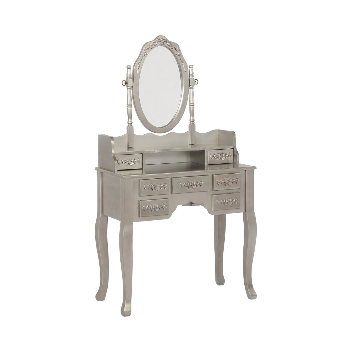 2-Piece Vanity Set Metallic Silver And White - 930137 coastmega