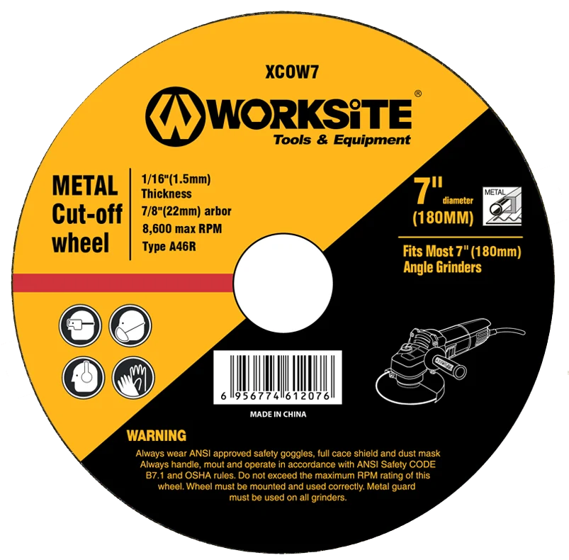 Worksite Metal Cutting Disc for 4 1/2" Grinders Size: 4 1/2 in X 0.11 in X 7/8 in (115x3.0x22mm) XCOW412-3.0 Worksite Hand Tools