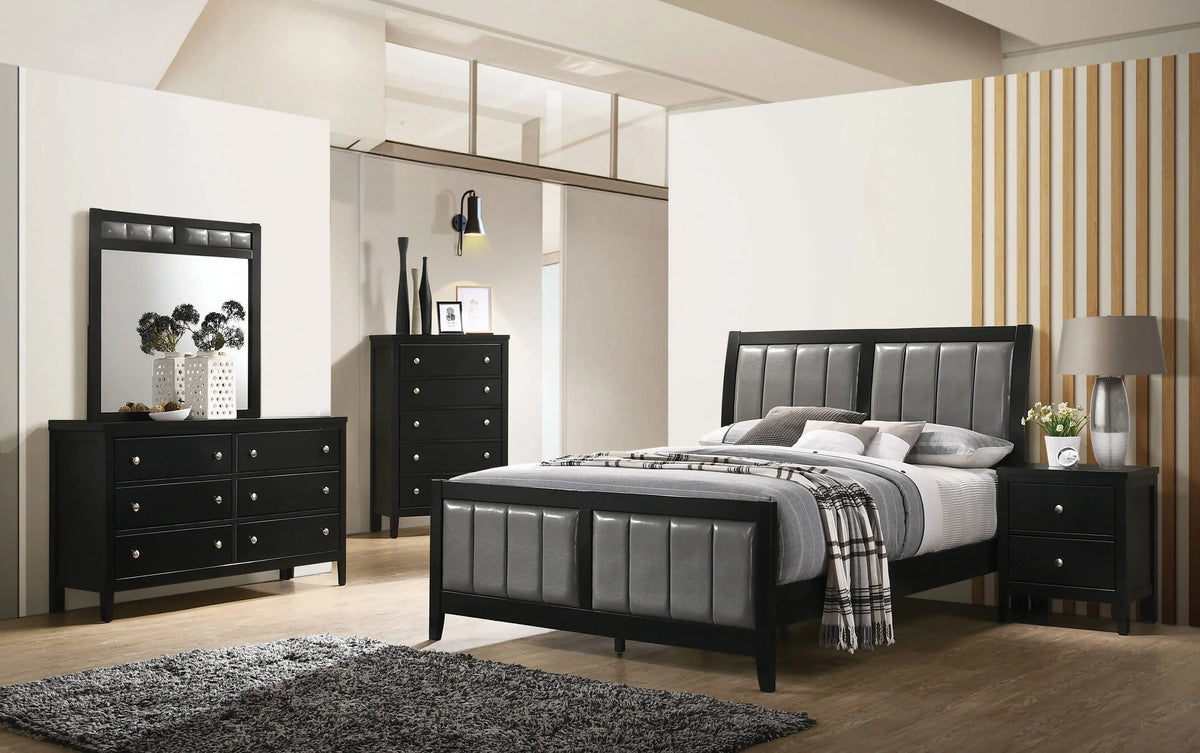 Carlton California King Upholstered Bed Black And Grey - 215861KW Pie's Variety Store